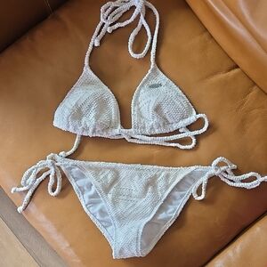 Roxy White Crochet Bikini Set